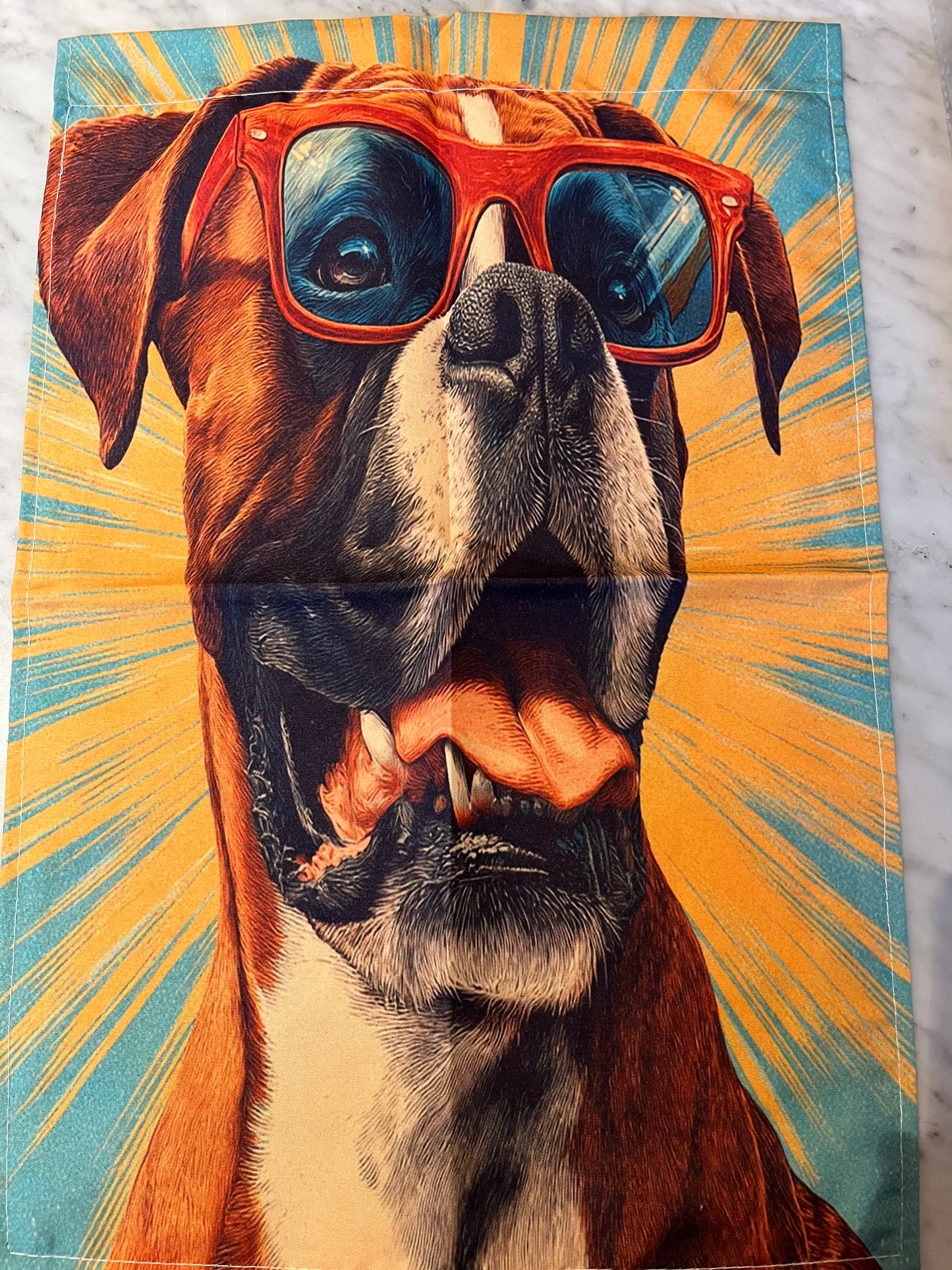 Sunglass boxer garden flag
