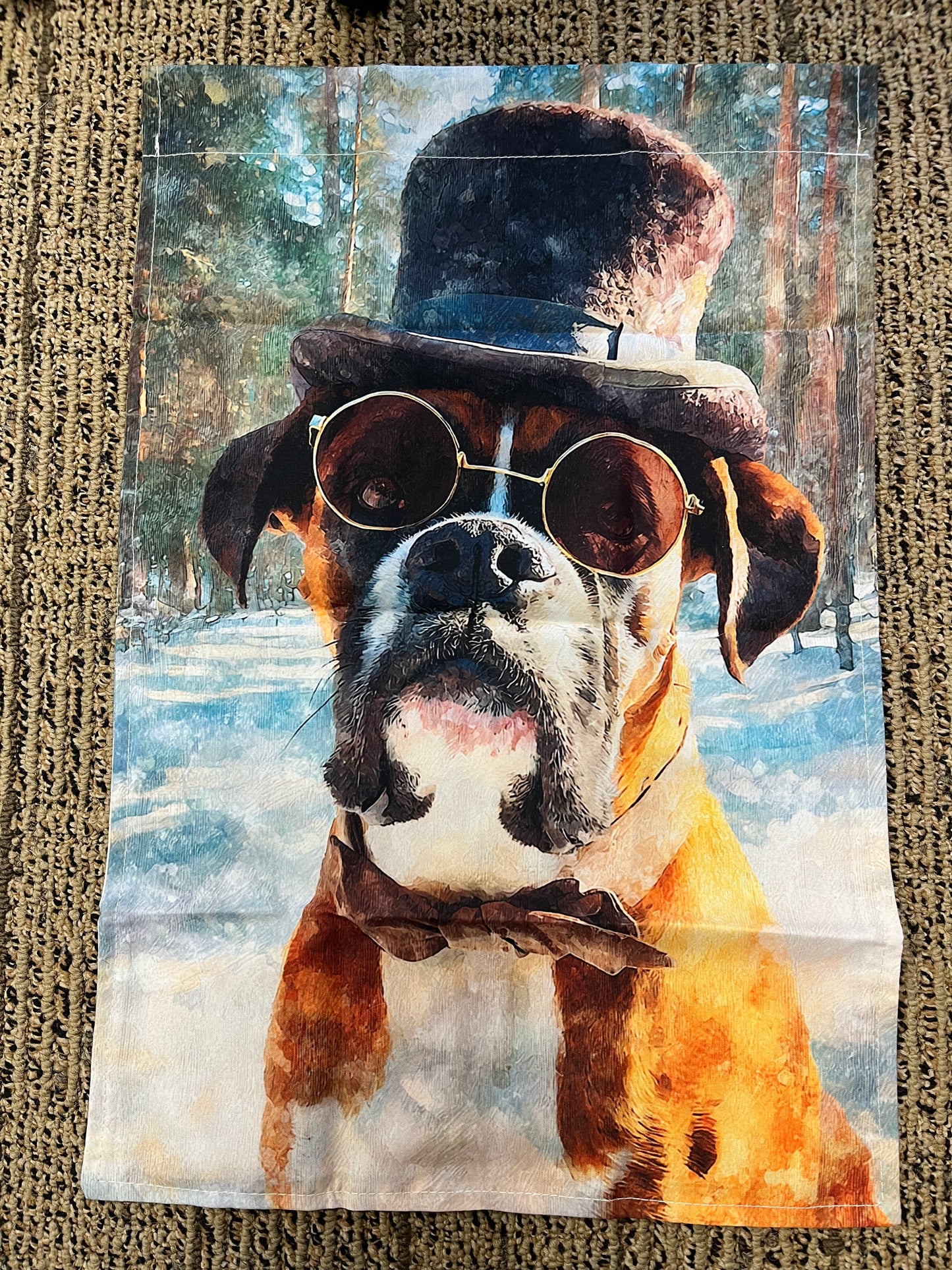 Boxer with top hat and sunglasses flag