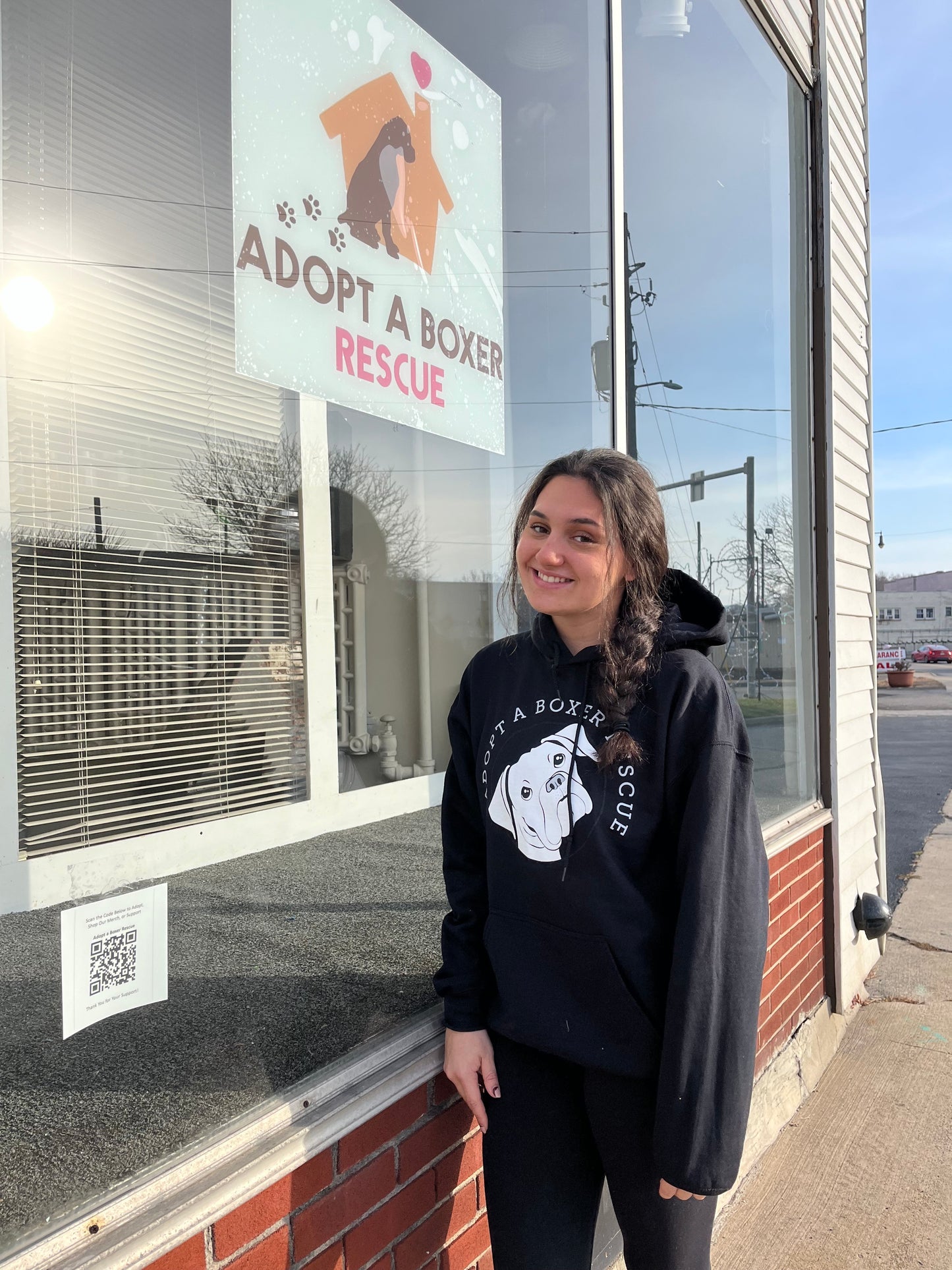 White Boxer Hoodie in Black