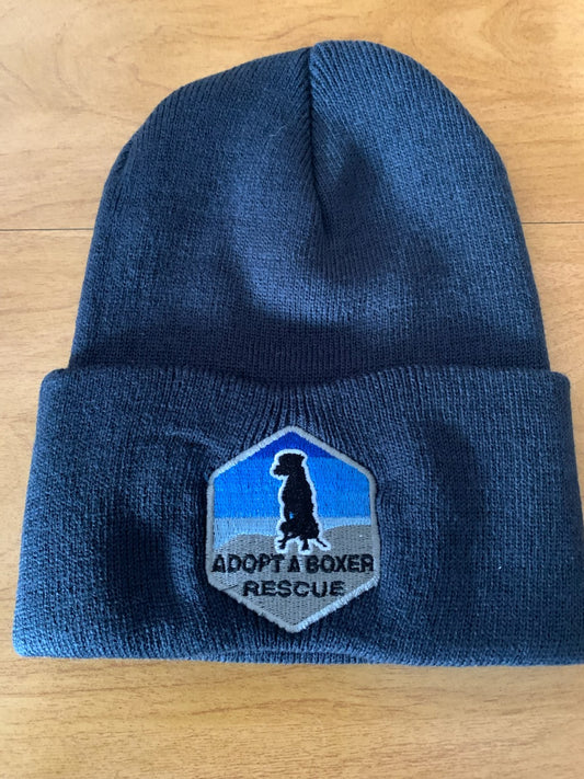 Embroidered cuff beanie blue