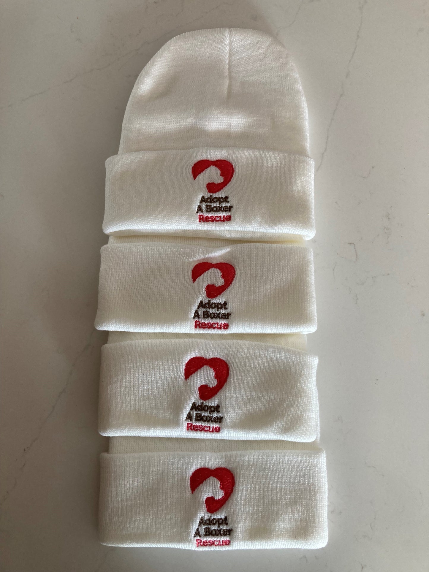 Embroidered cuff beanie in White