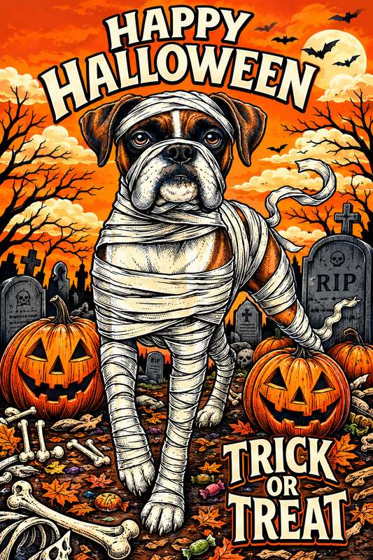 Door Banner- Mummy Boxer Dog