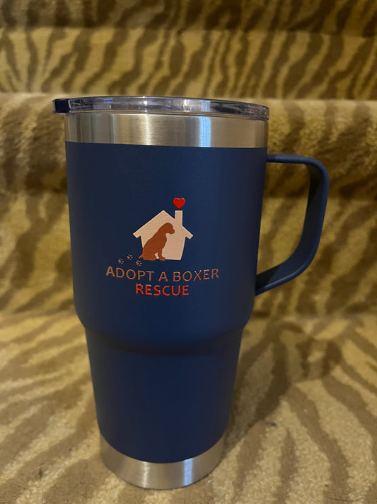 Navy 20oz stainless steel tumbler with handle