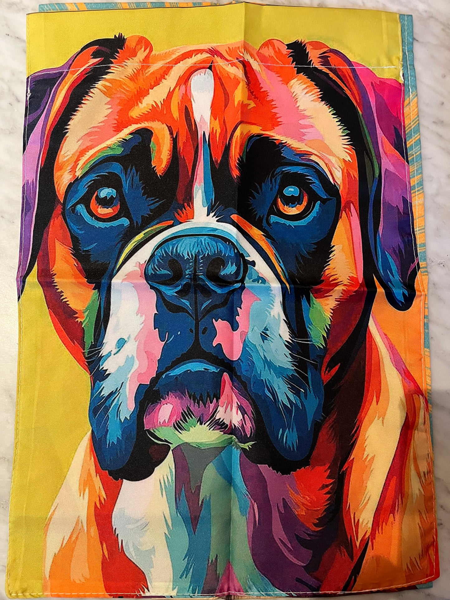 Colorful boxer garden flag