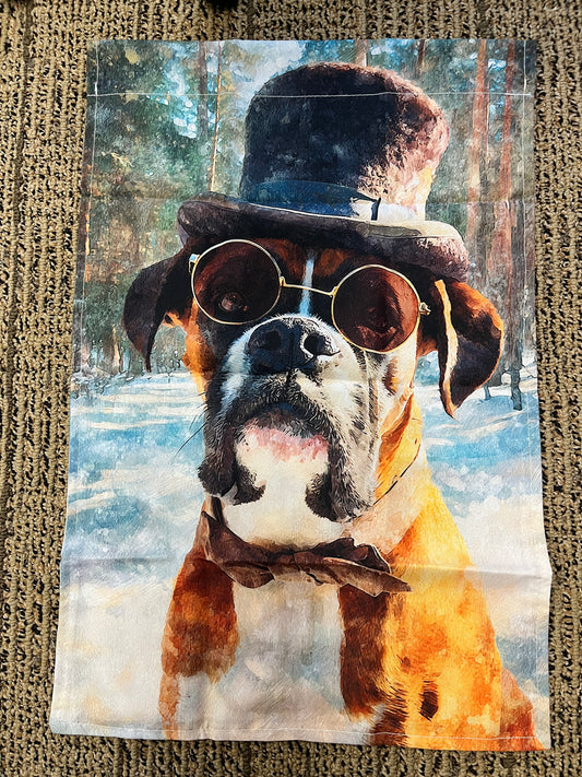 Boxer with top hat and sunglasses flag
