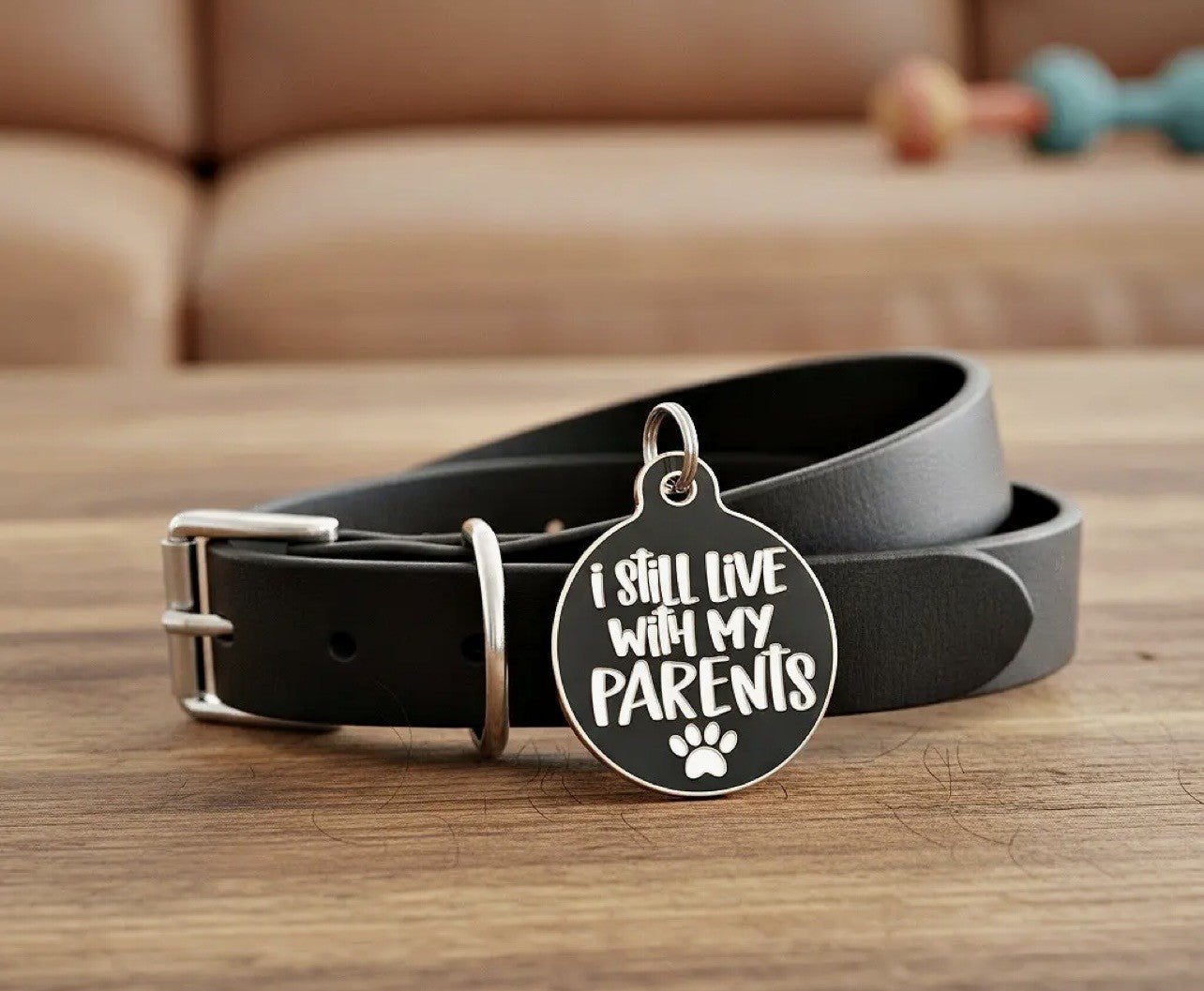 NEW ITEM I STILL LIVE WITH MY PARENTS Bad Dog Tag (QR coded)