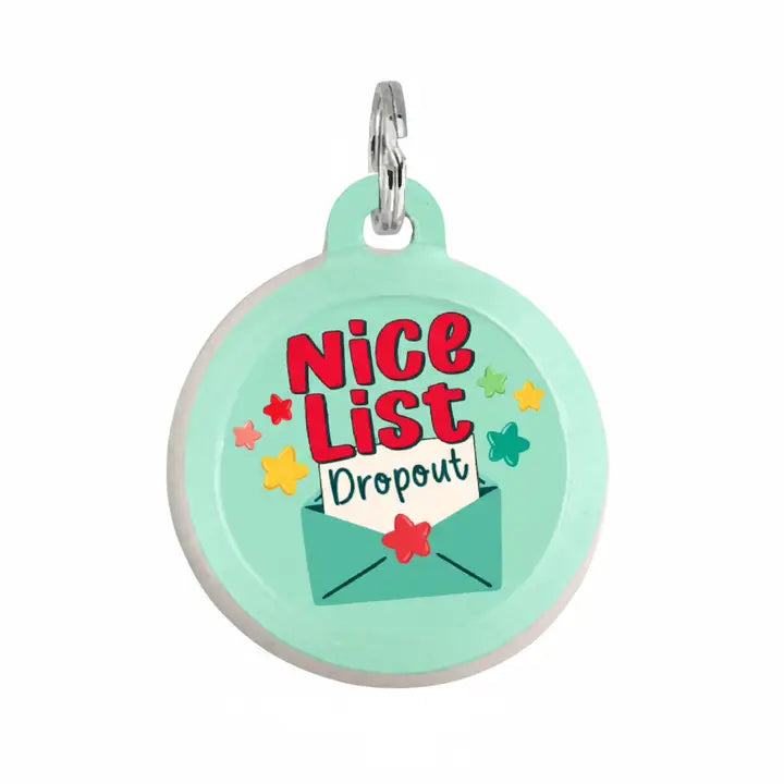 HOLIDAY COLLAR CHARM- NICE LIST DROPOUT BLUE