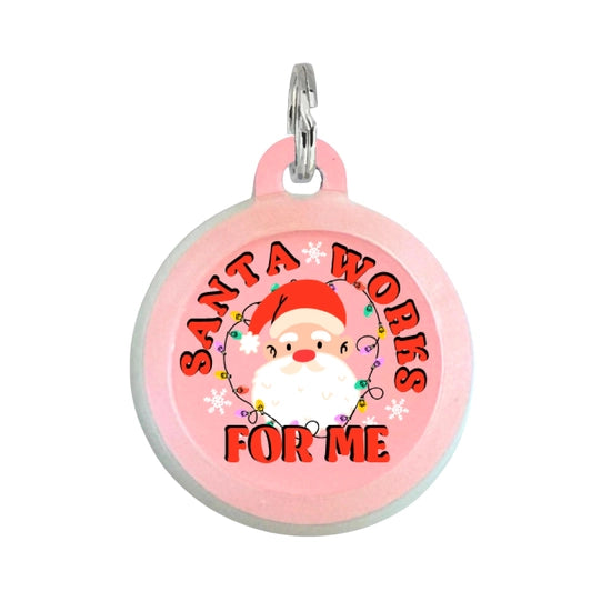HOLIDAY COLLAR CHARM- SANTA WORKS FOR ME