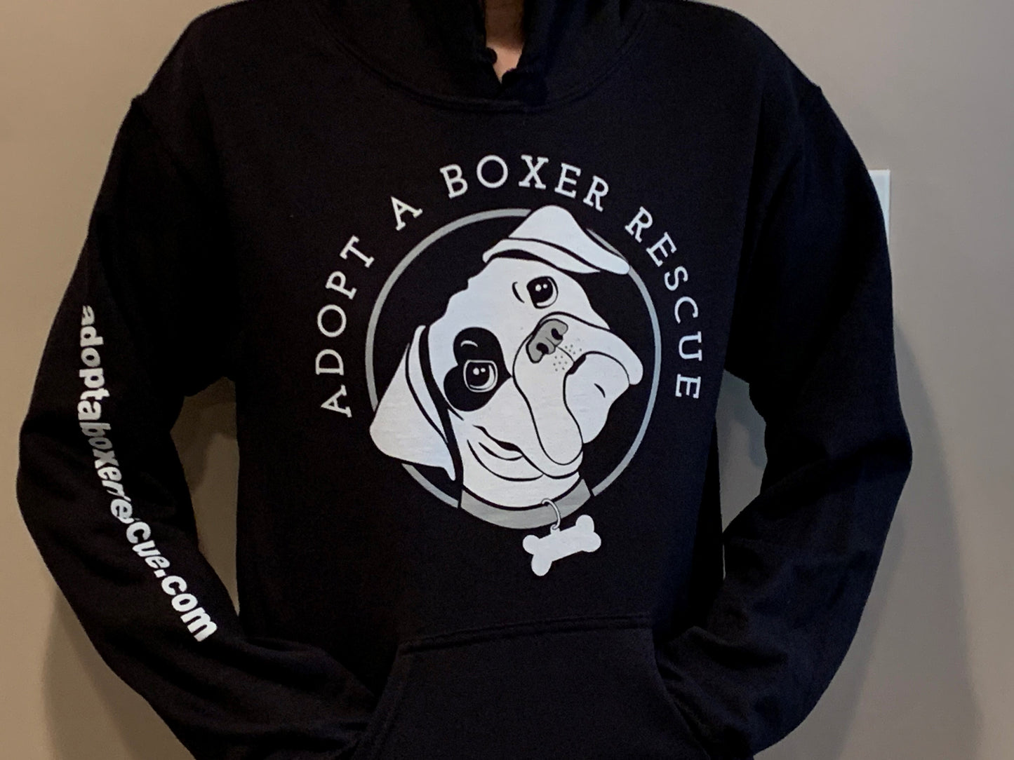White Boxer Logo Hoodie in Black