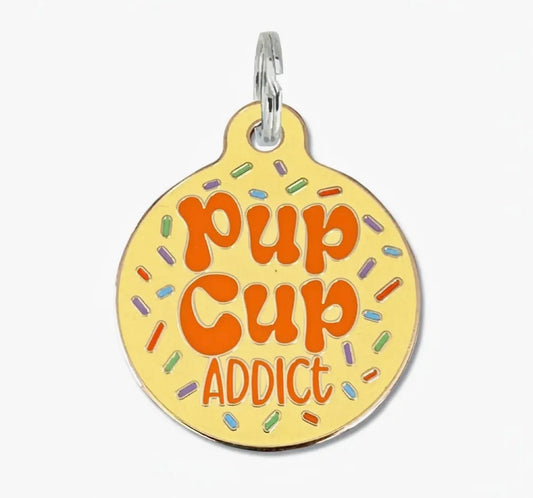 NEW ITEM PUP CUP ADDICT Bad Dog Tags (QR coded)