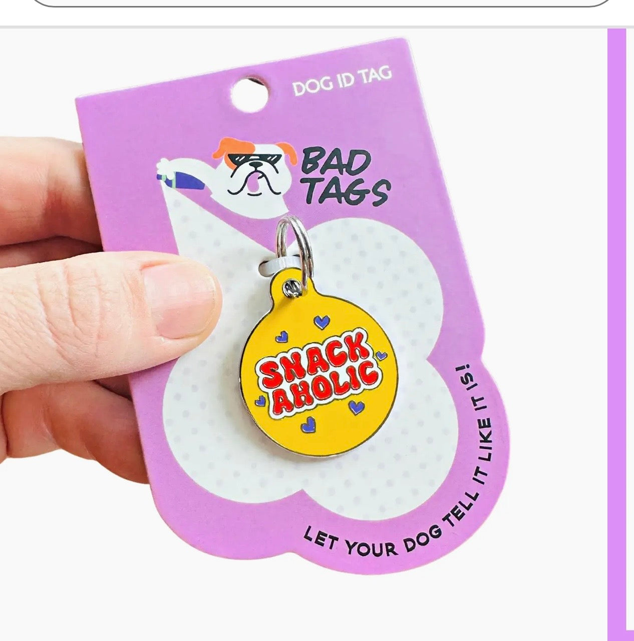 NEW ITEM SNACK AHOLIC Bad Dog Tag (QR coded)