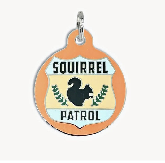 NEW ITEM Squirrel Patrol (orange) Bad Dog Tags (QR coded)