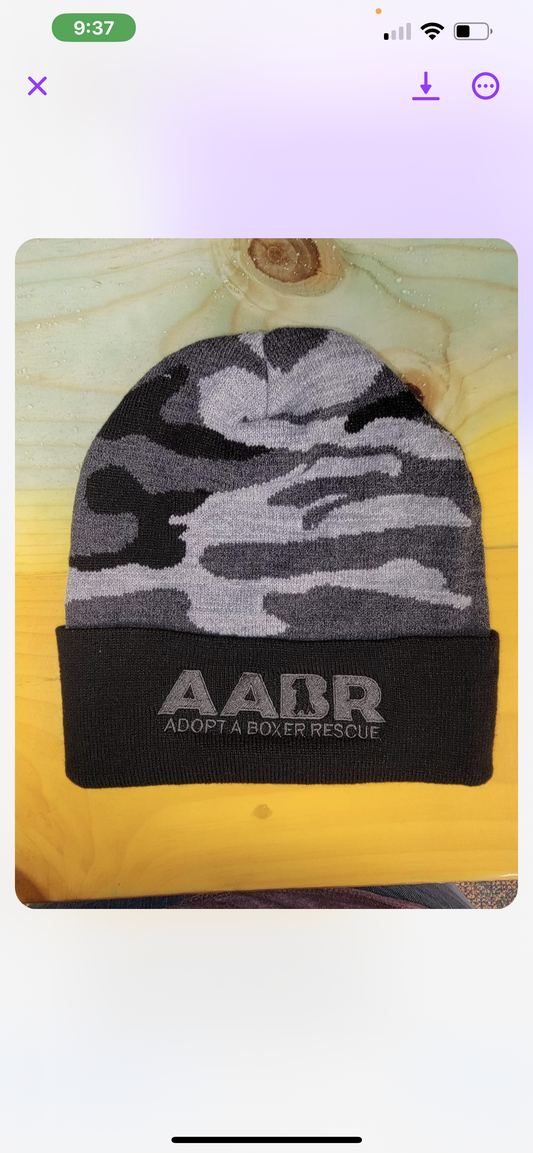 Embroidered cuff beanie grey/black camo